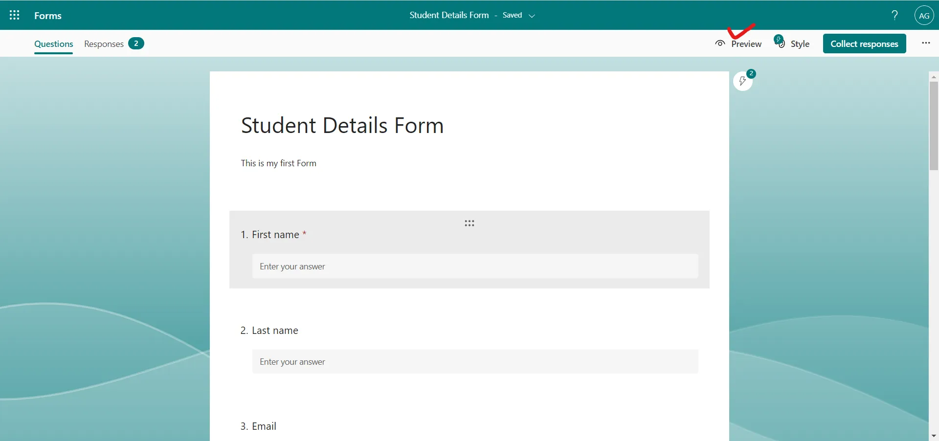 Preview Microsoft Form