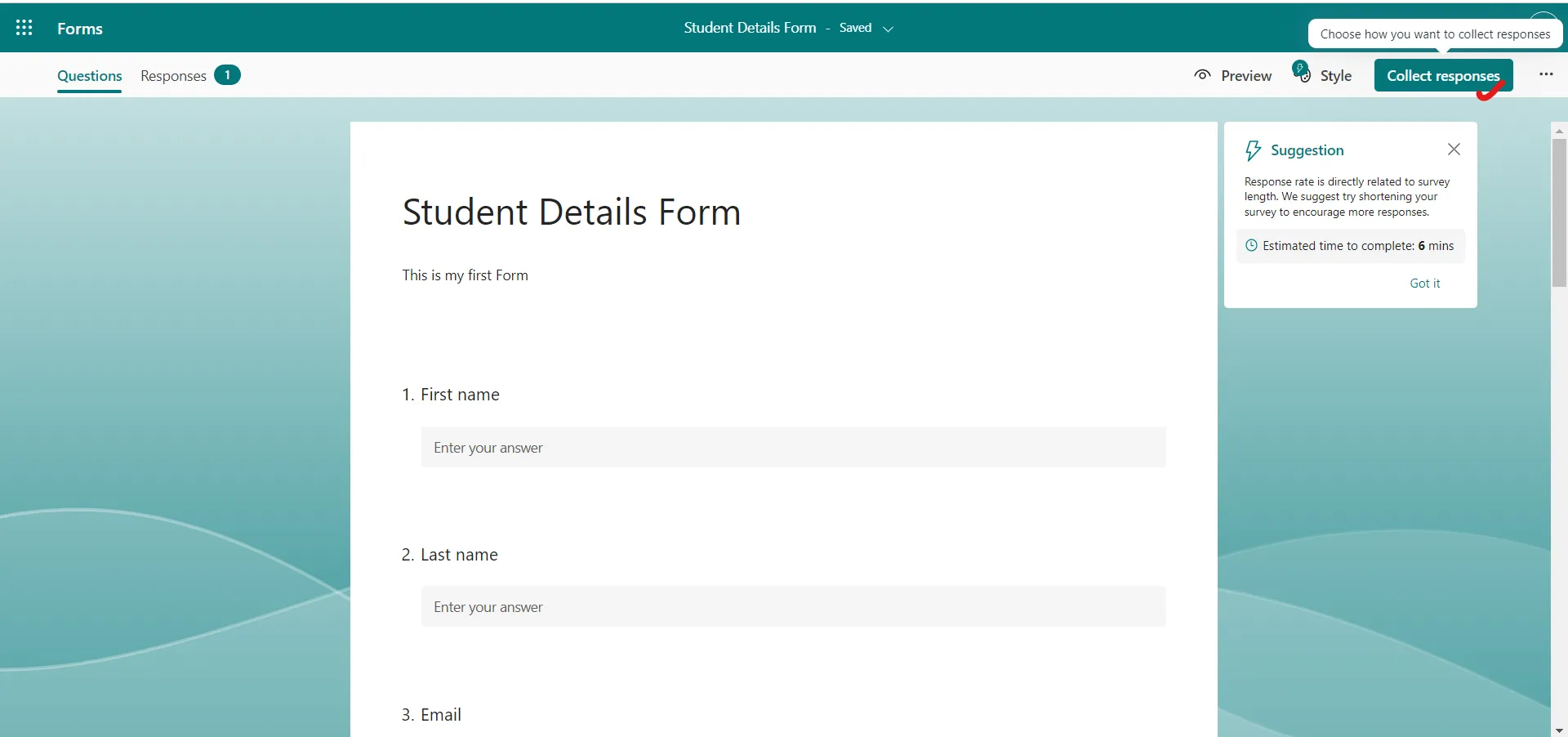 Share Microsoft Forms
