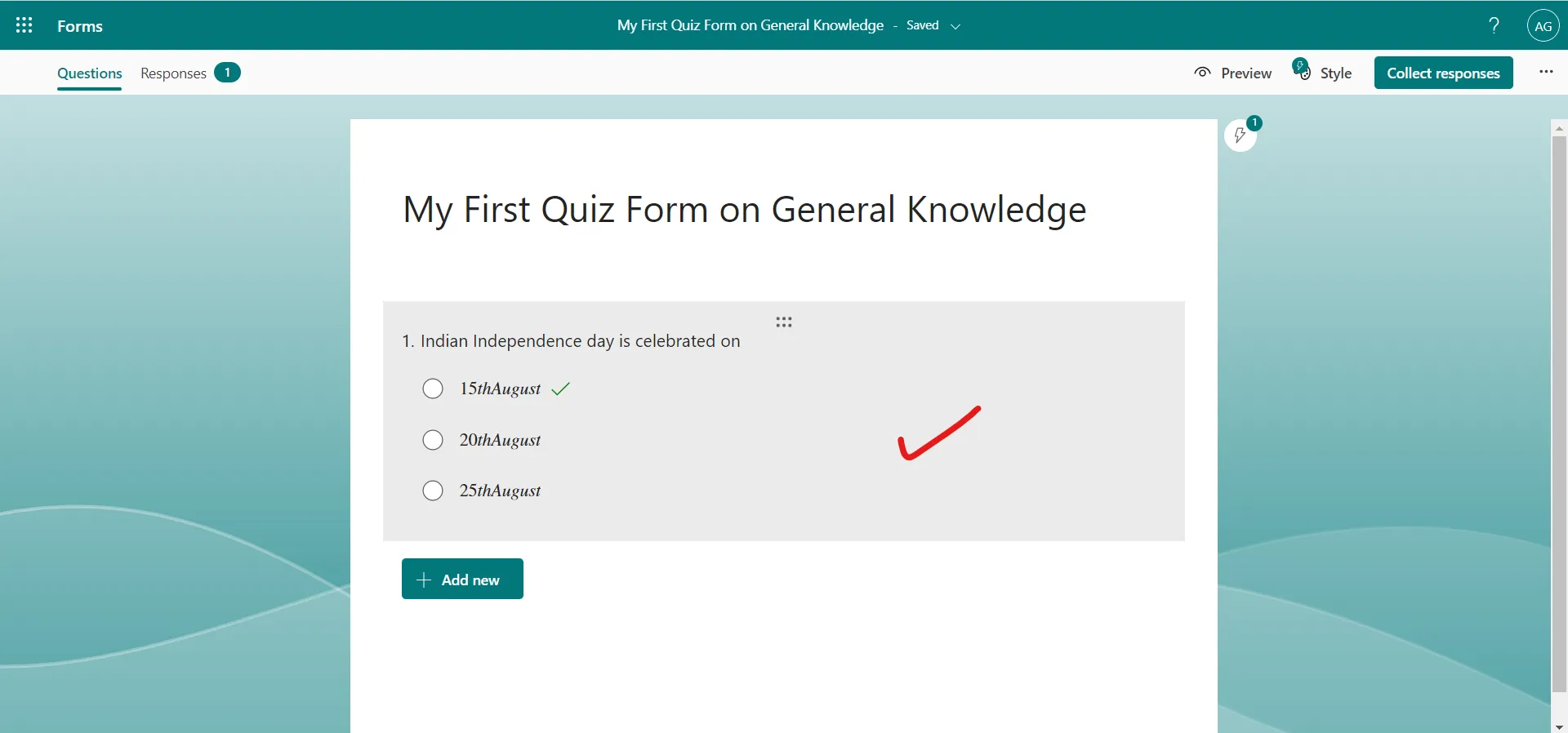 Create Quiz Microsoft Form