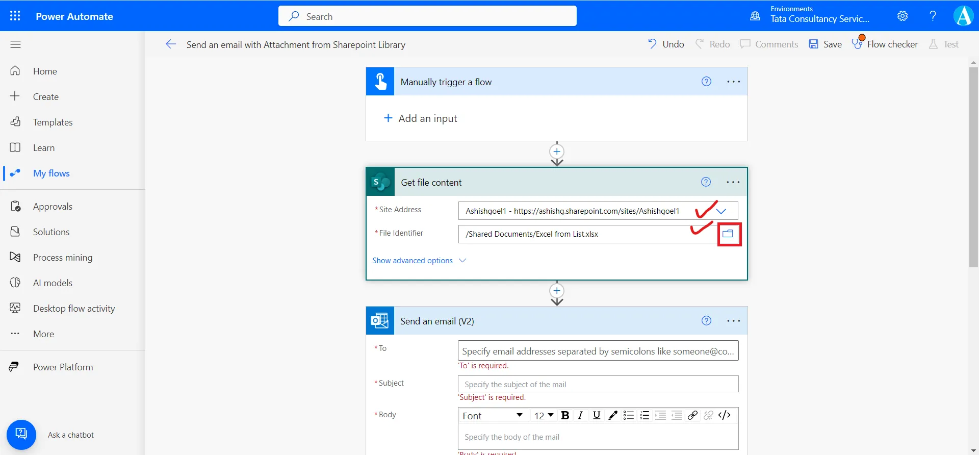 Send an email with Attachment from Sharepoint Library