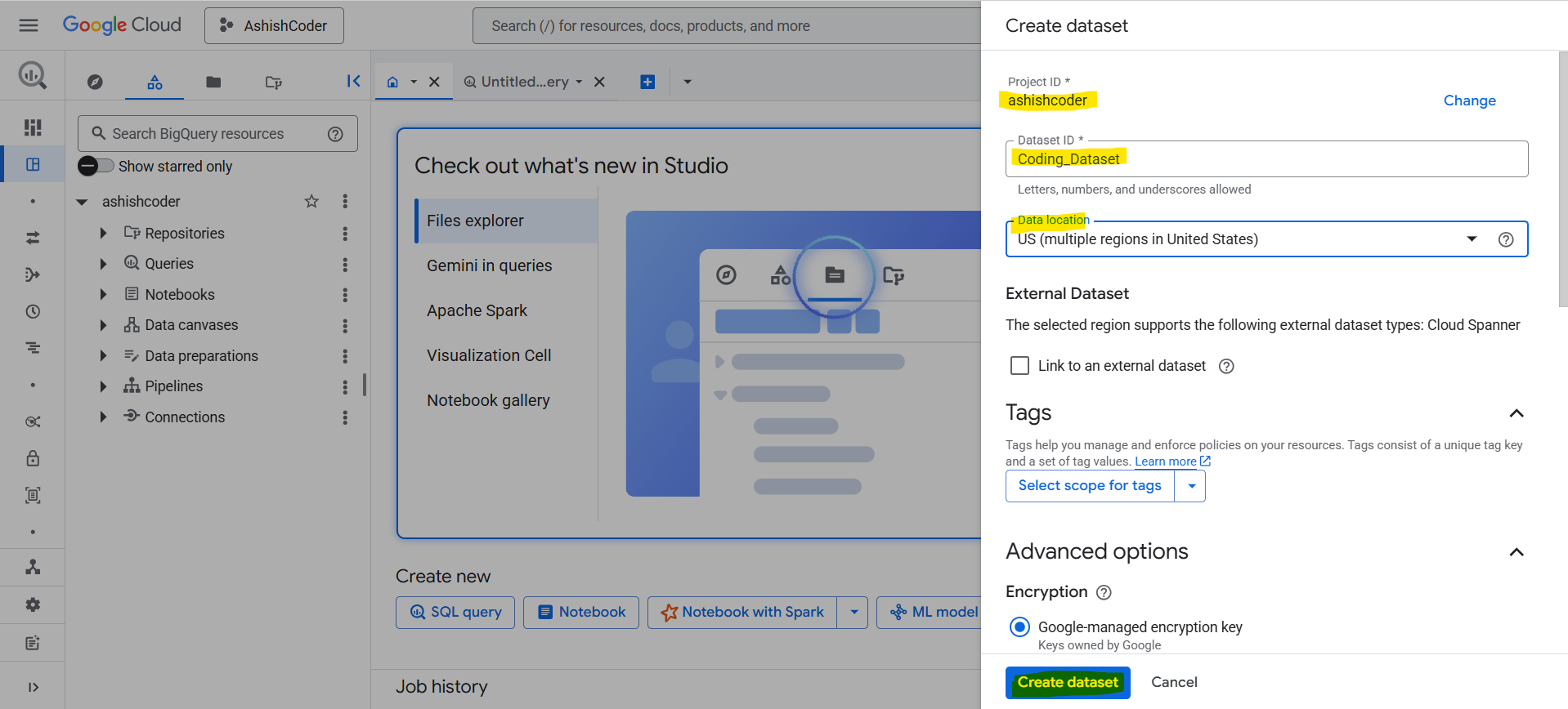 Datasets in BigQuery Datasets in BigQuery