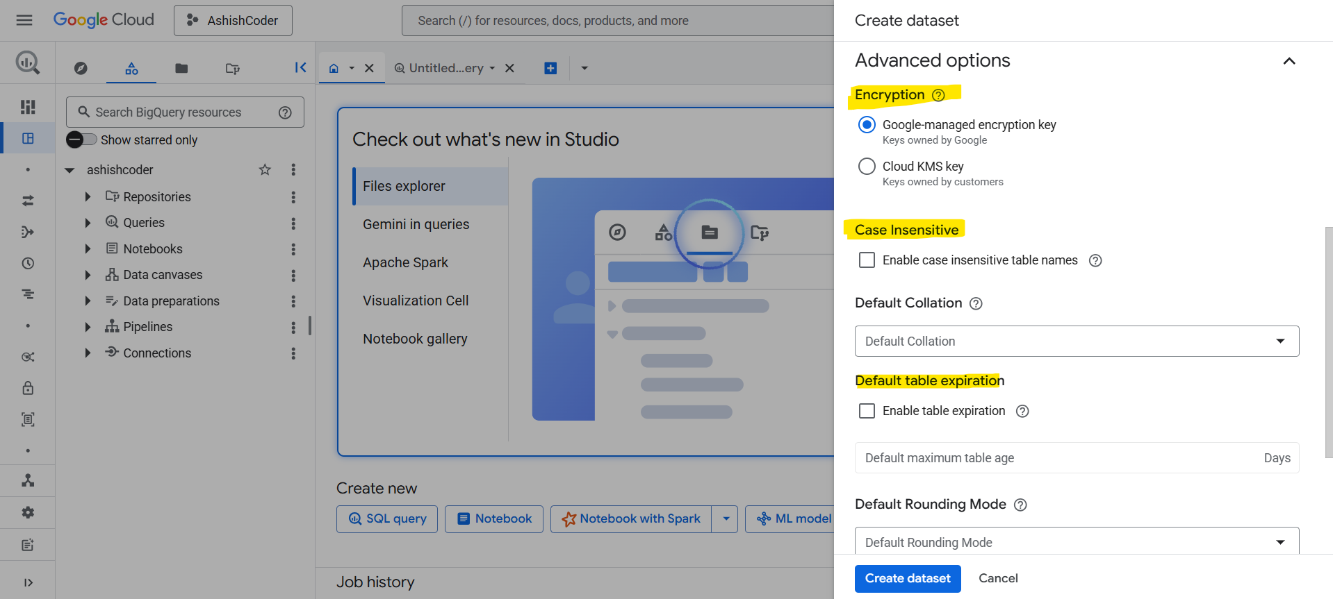 Datasets in BigQuery Datasets in BigQuery