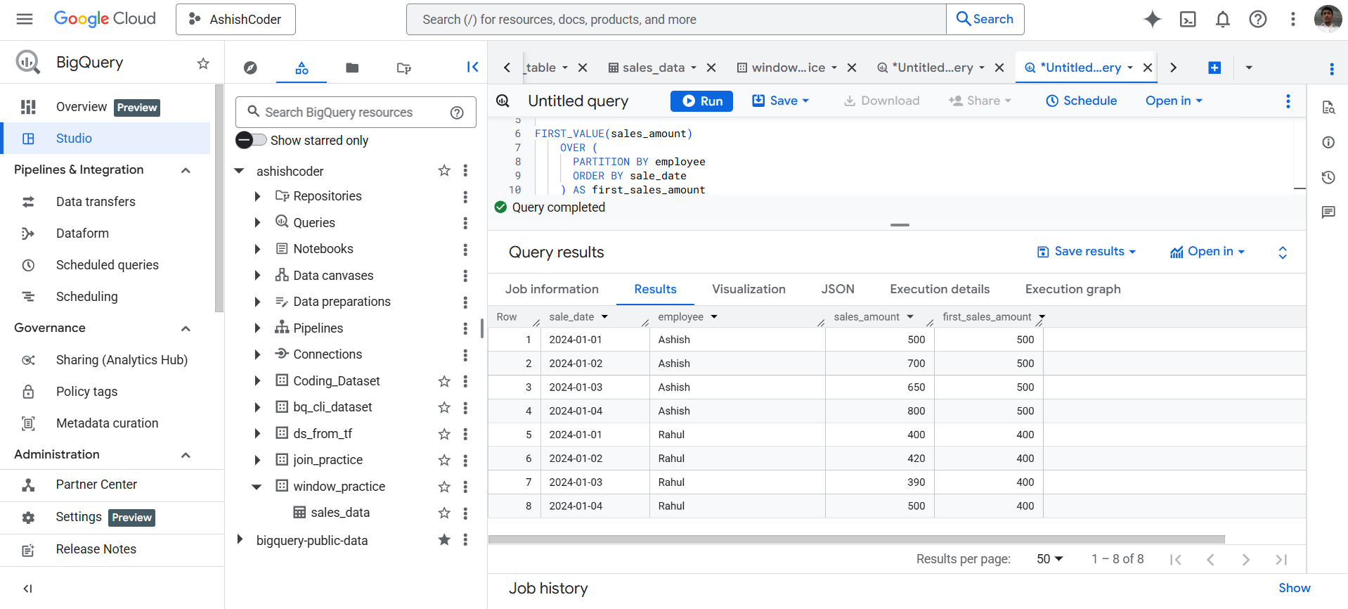 FIRST_VALUE Function in BigQuery FIRST_VALUE Function in BigQuery