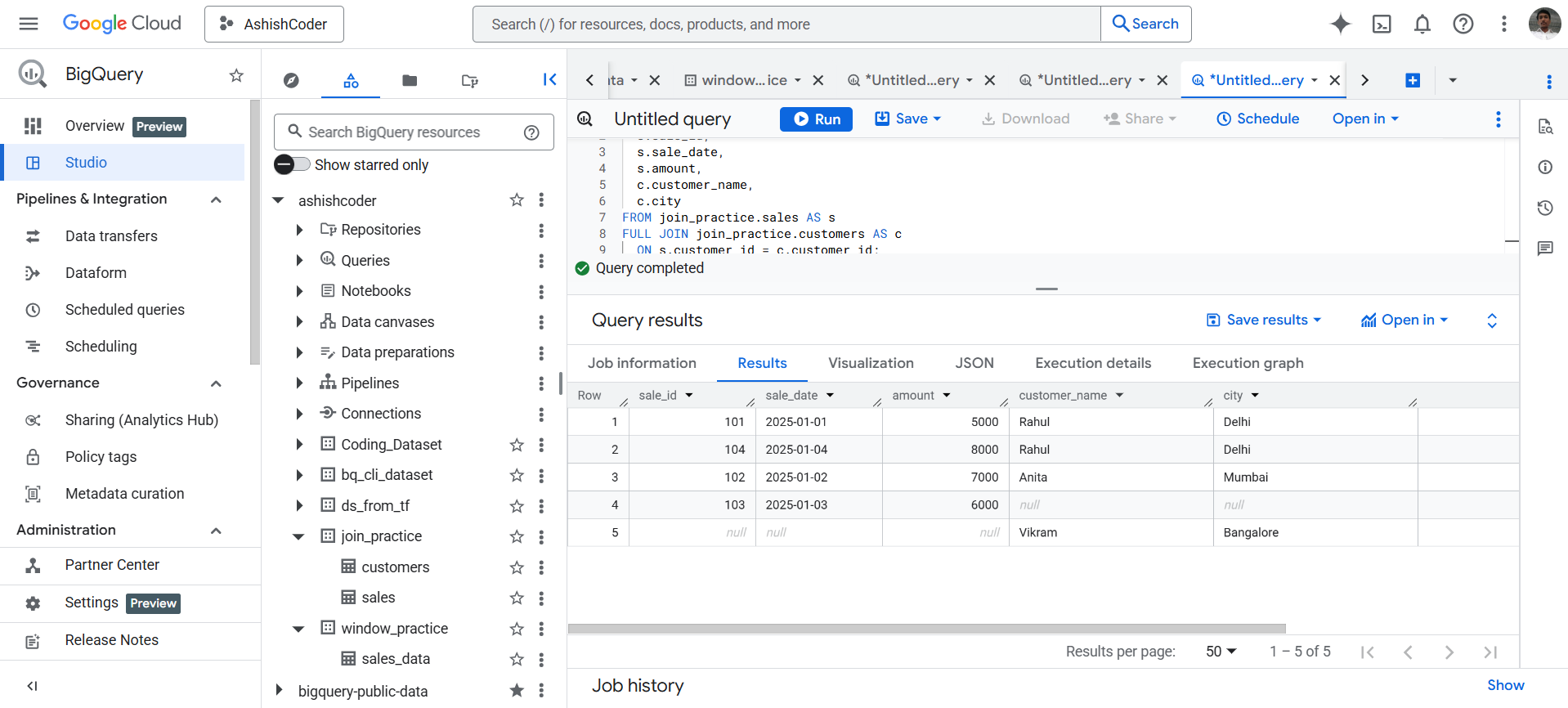 Full join in BigQuery