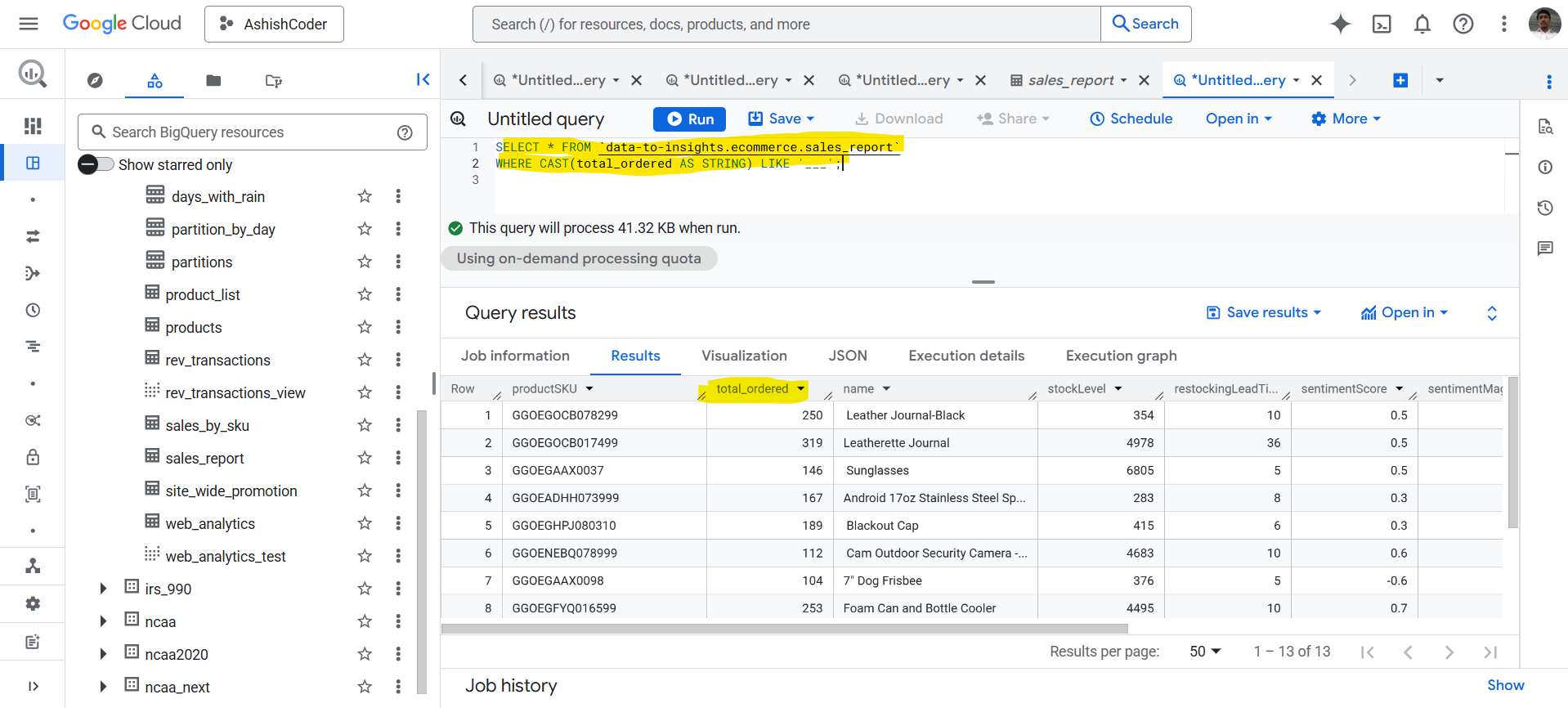 LIKE operator in BigQuery