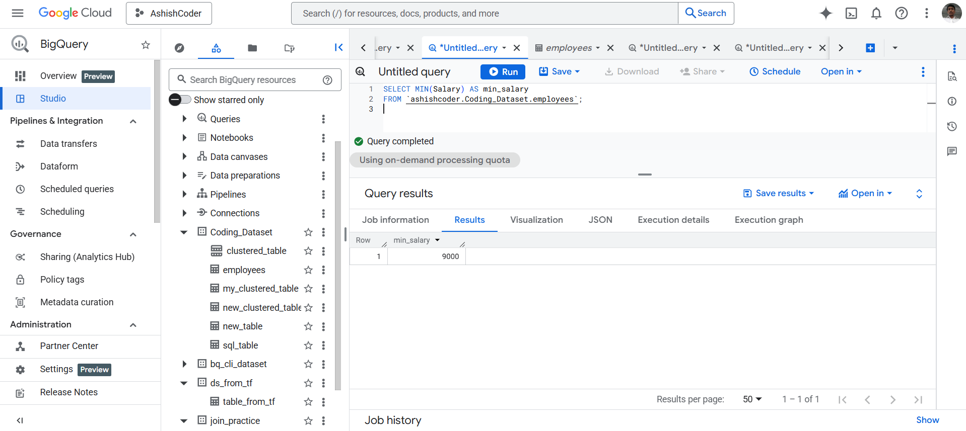 MIN function in BigQuery MIN function in BigQuery