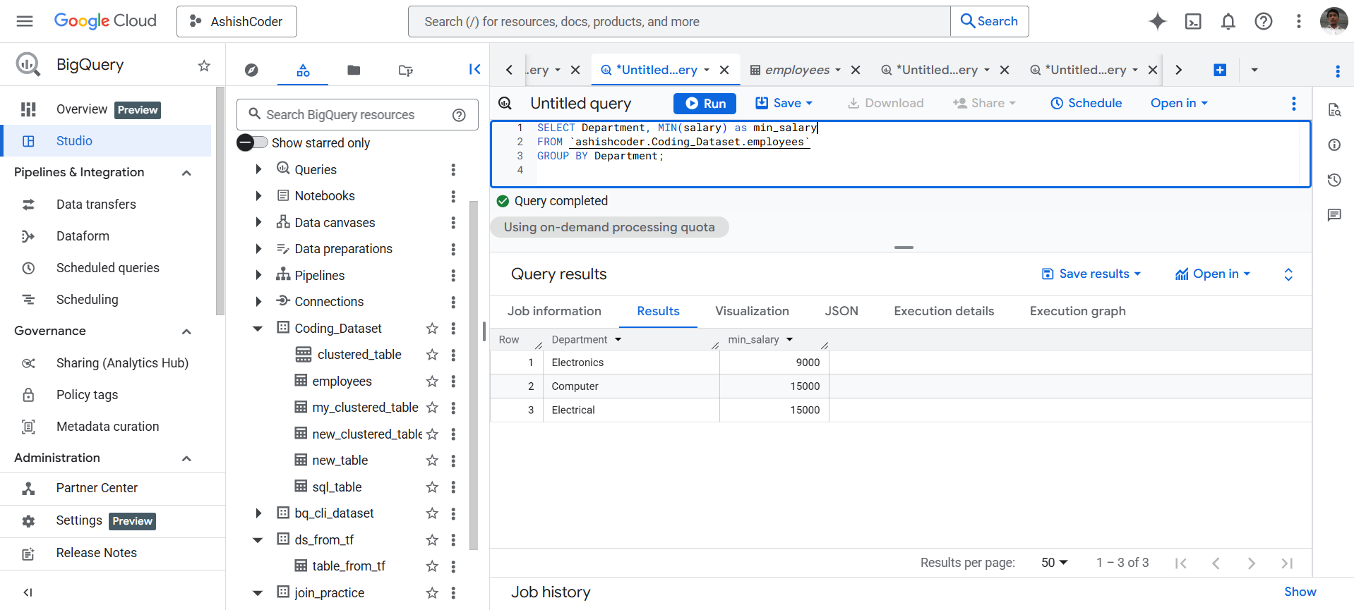 MIN function in BigQuery MIN function in BigQuery
