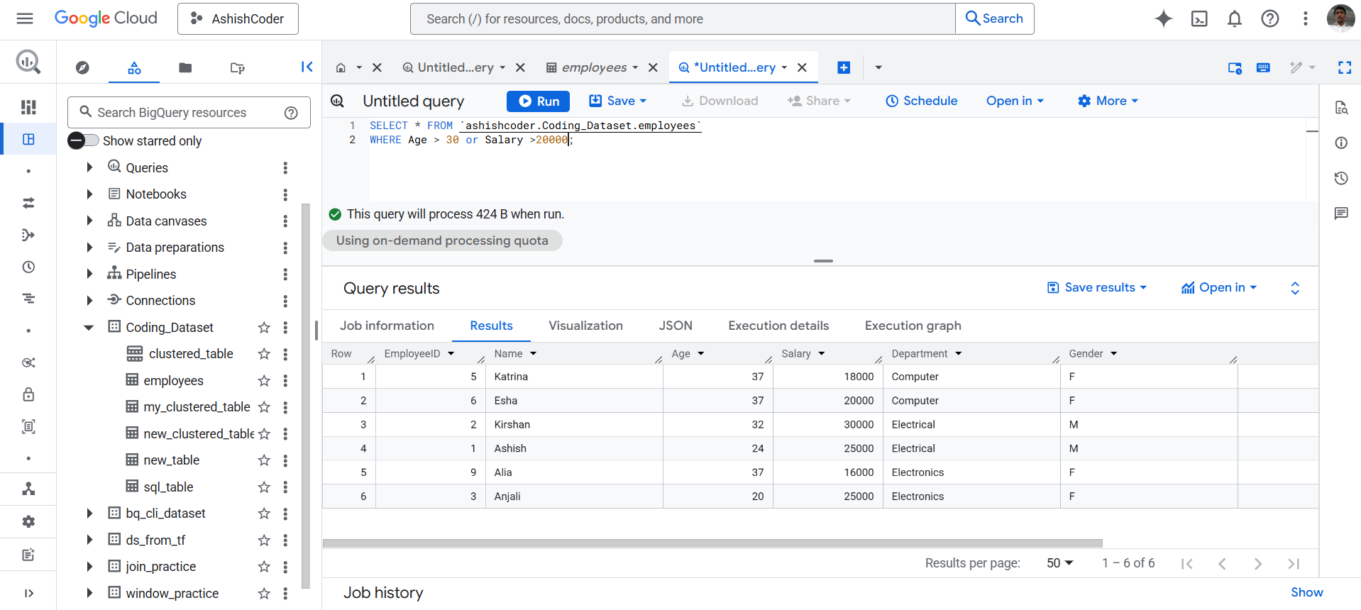 OR operator in BigQuery