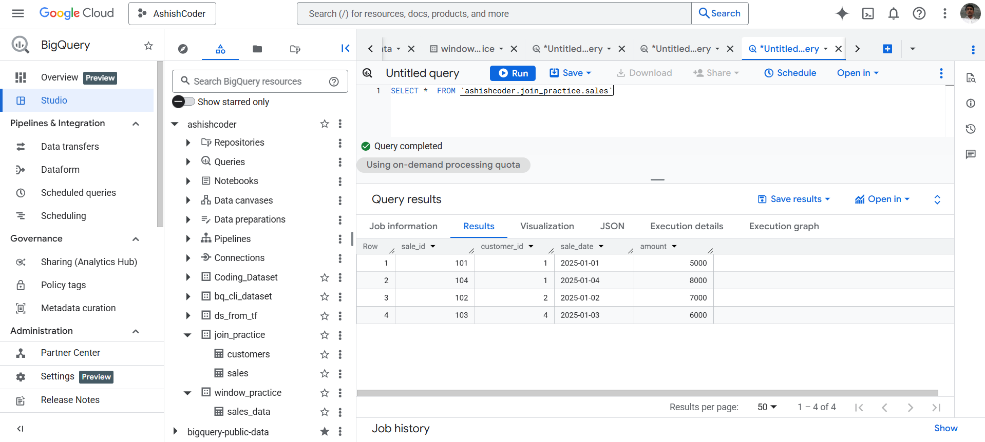 Right join in BigQuery