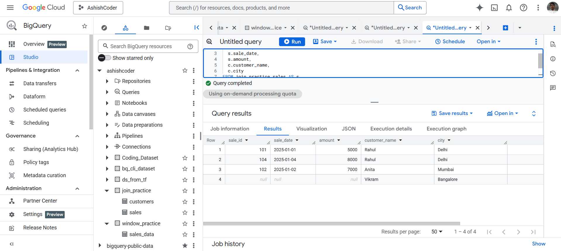 Right join in BigQuery
