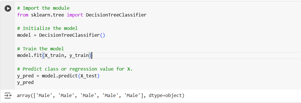 DecisionTreeClassifier Algorithm in ML