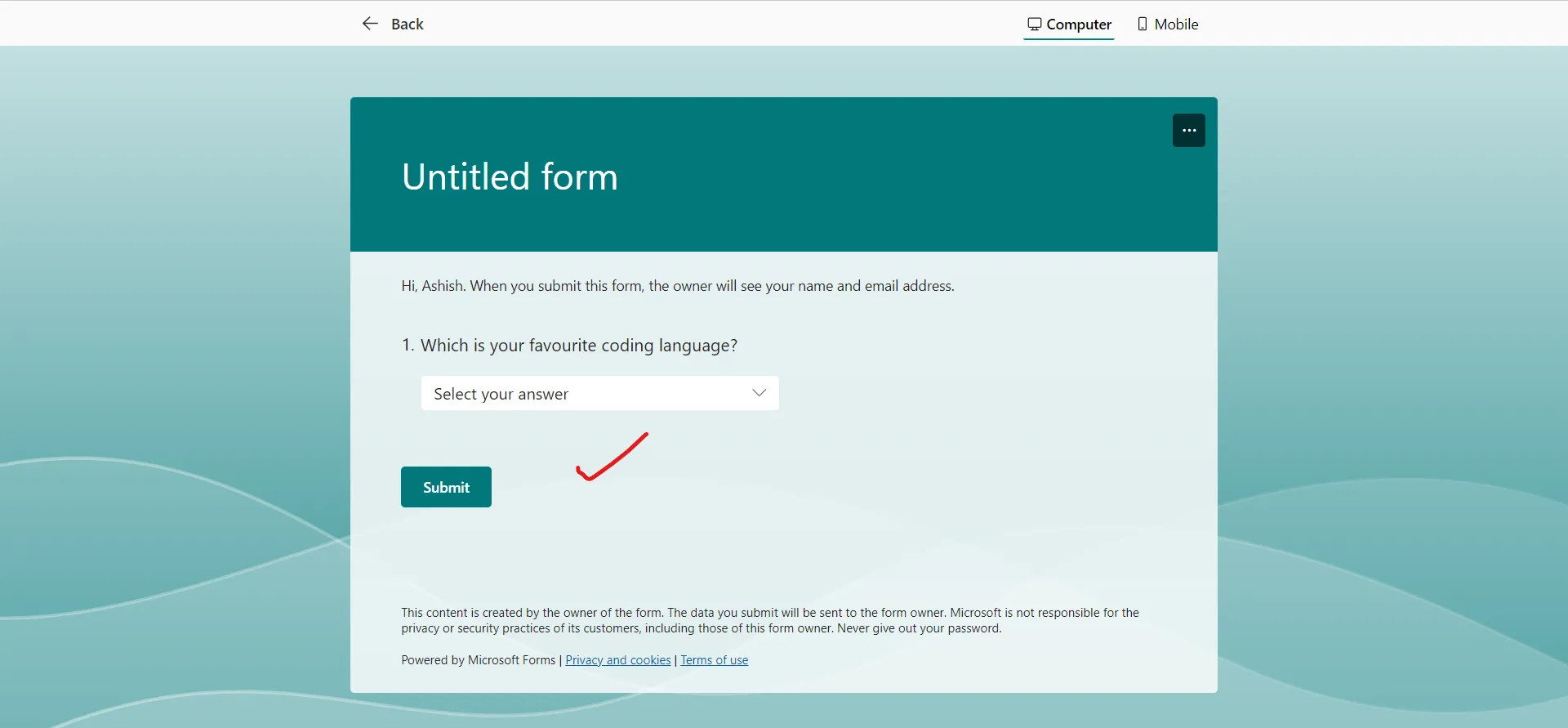 Create a new Microsoft Form