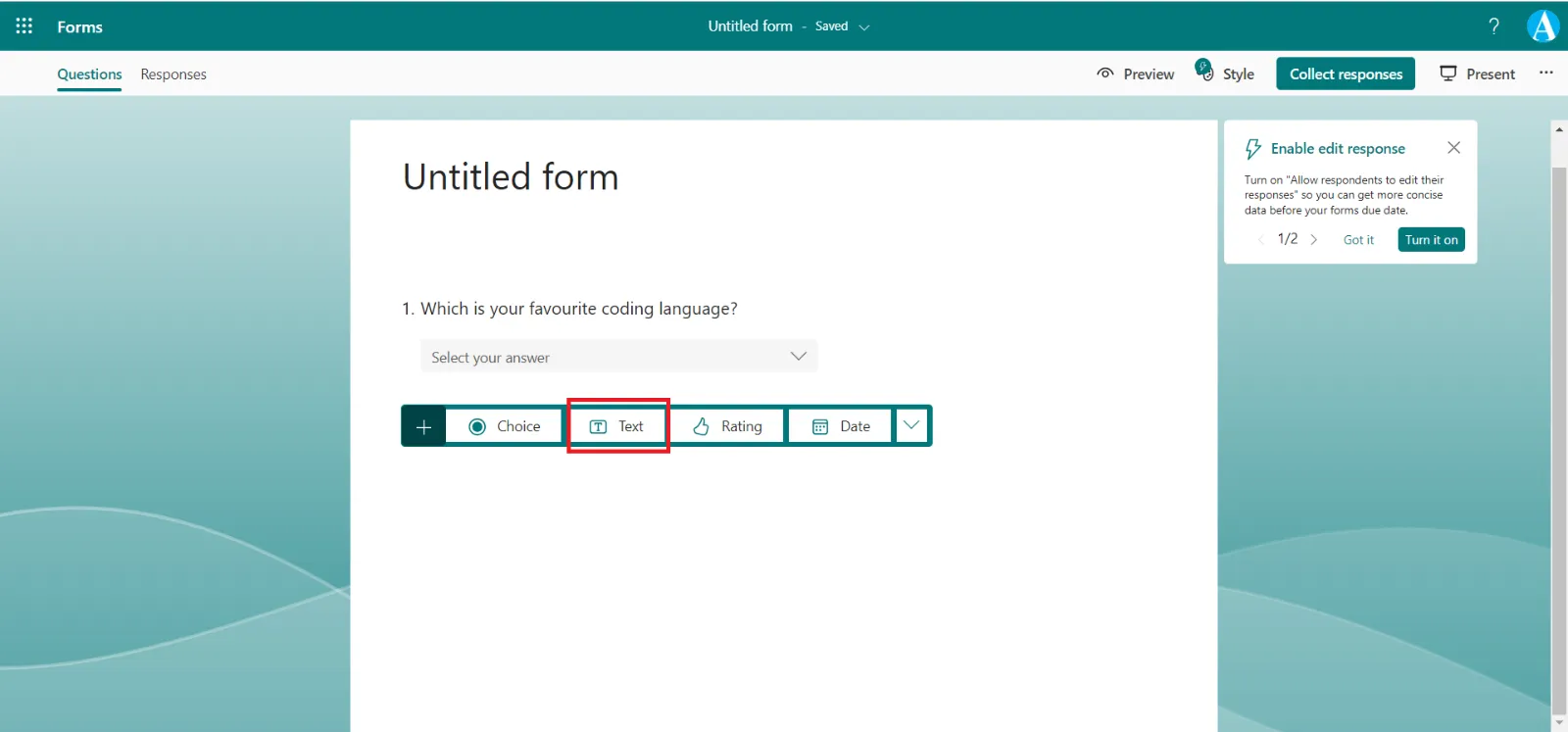 Create a new Microsoft Form