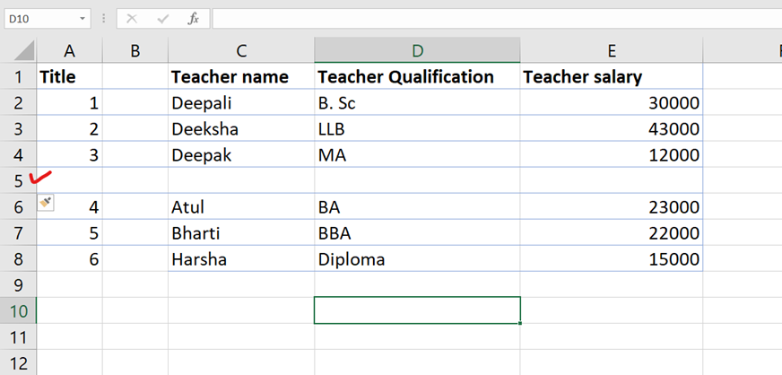 Add new rows and columns in excel