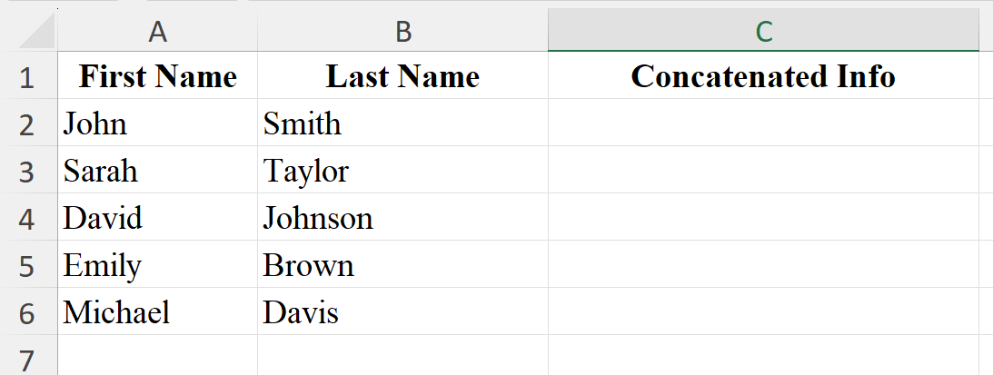 Concat function in Excel