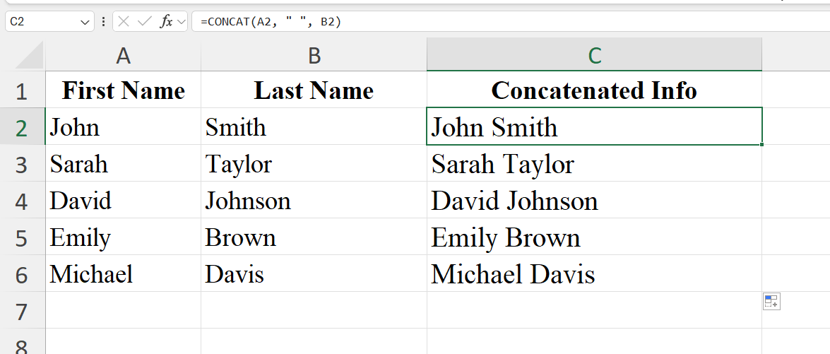 Concat function in Excel Concat function in Excel