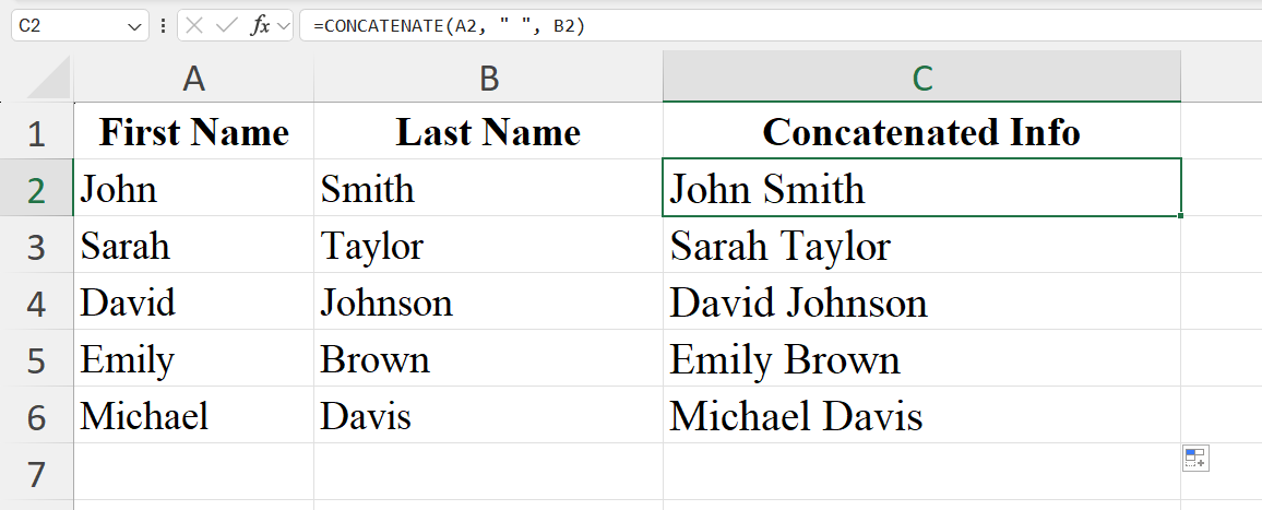 Concatenate function in Excel Concatenate function in Excel