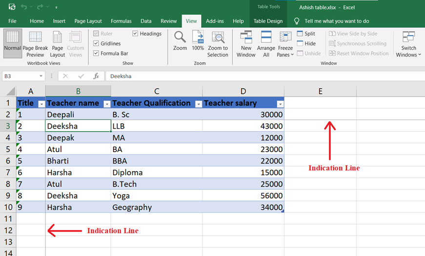 Freeze Rows and Columns in excel