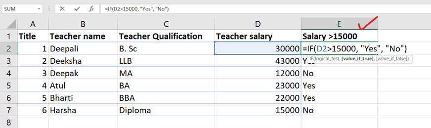 If function in excel