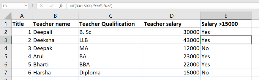 If function in Excel If function in Excel