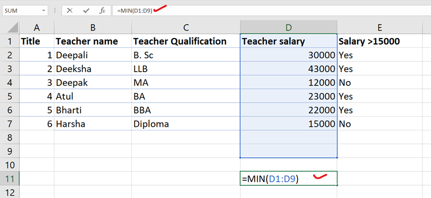 Min and Max function in Excel Min and Max function in Excel