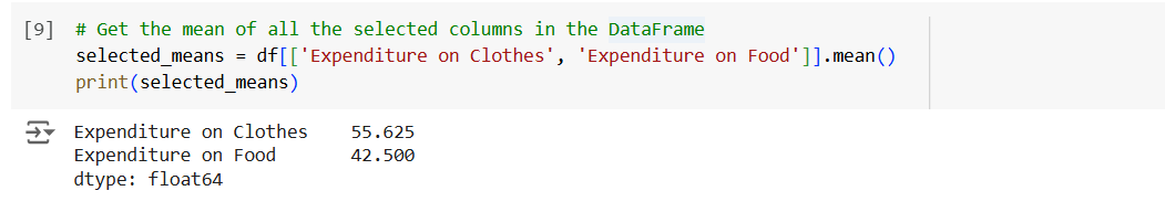 The mean() method in Pandas