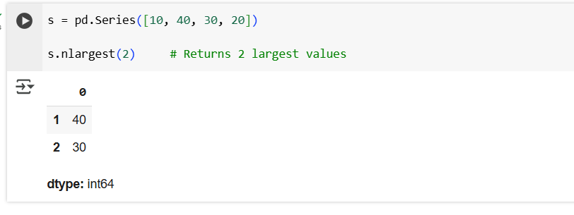 nlargest method in Pandas nlargest method in Pandas