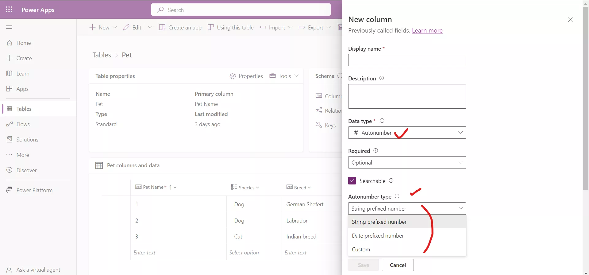 Create an auto numbering column in Dataverse