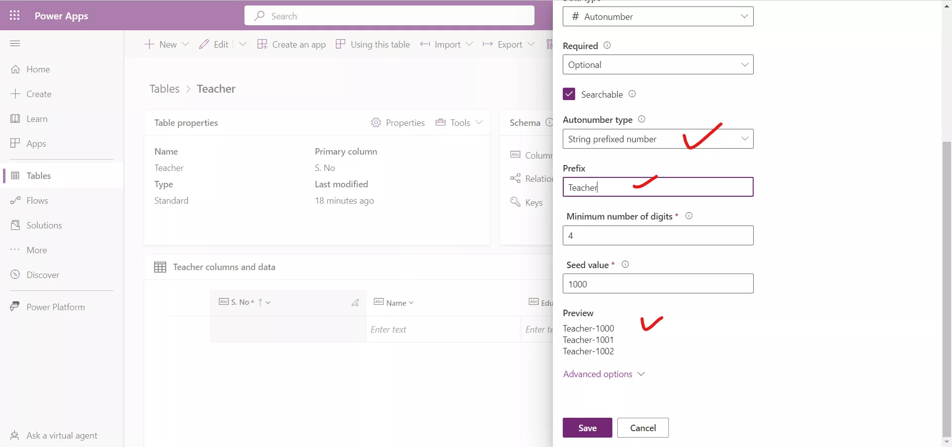 Create an auto numbering column in Dataverse