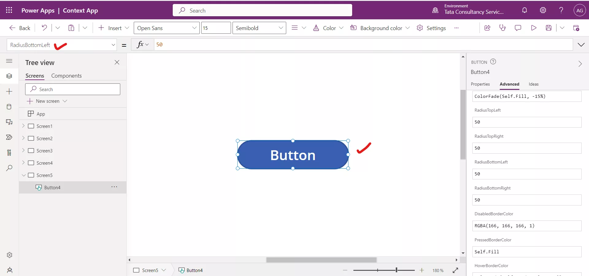 Button control in Canvas Power Apps