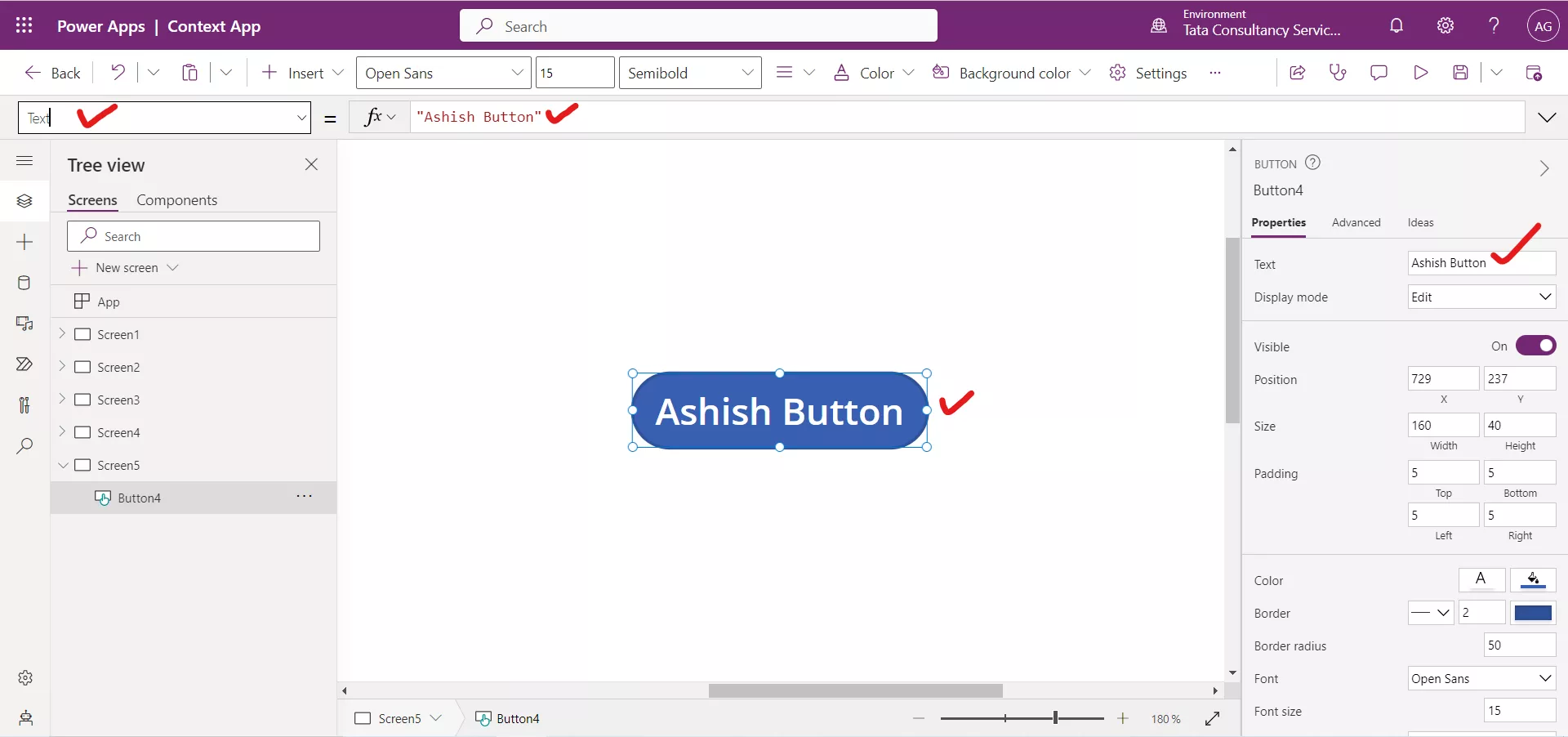 Button control in Canvas Power Apps