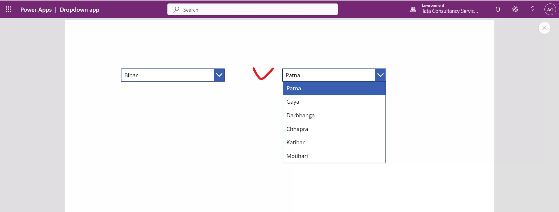 Cascading Dropdown control in Power Apps