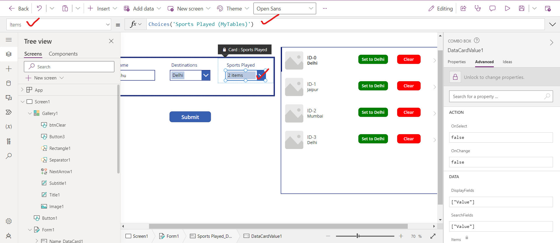 Choices in Dataverse