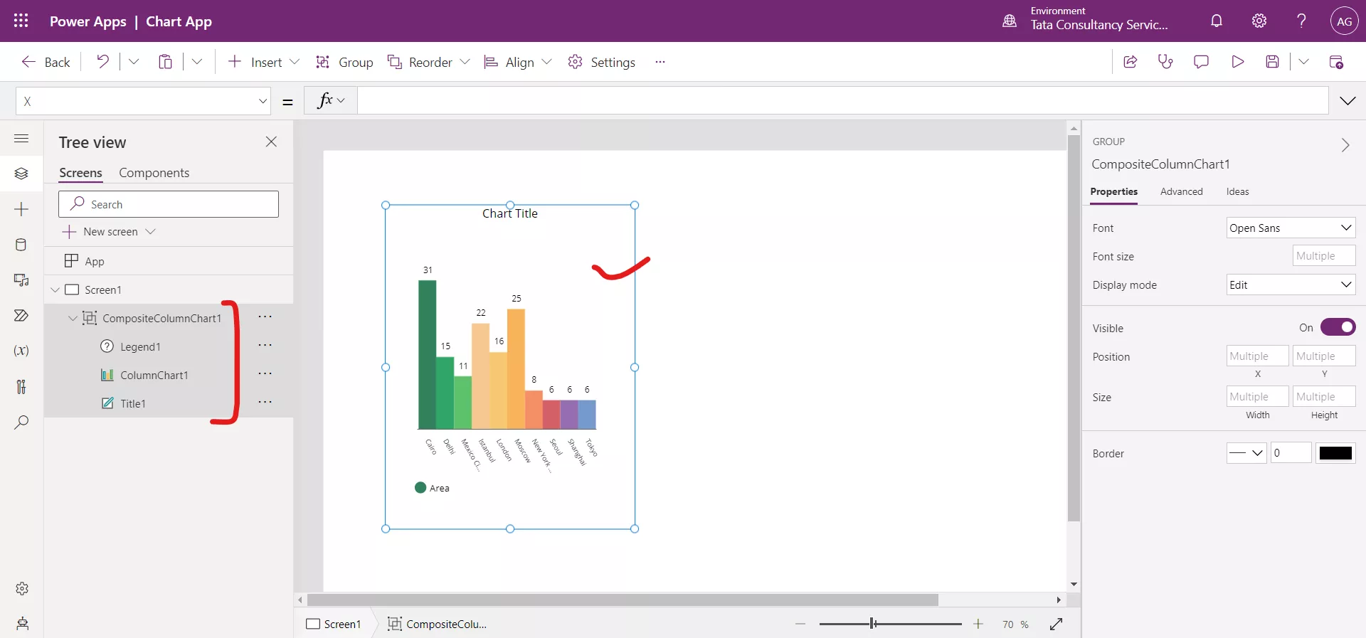 Column chart in Power Apps