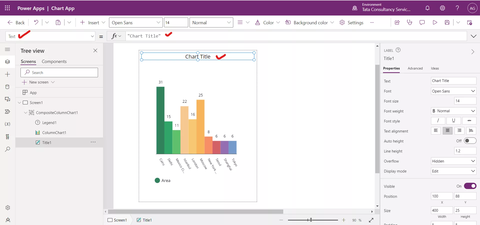 Column chart in Power Apps