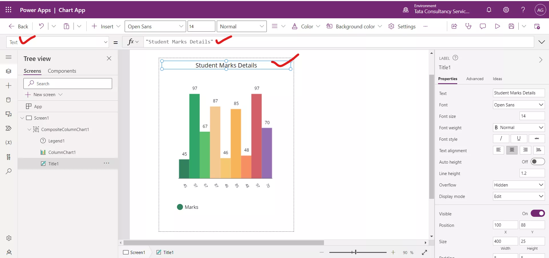 Column chart in Power Apps