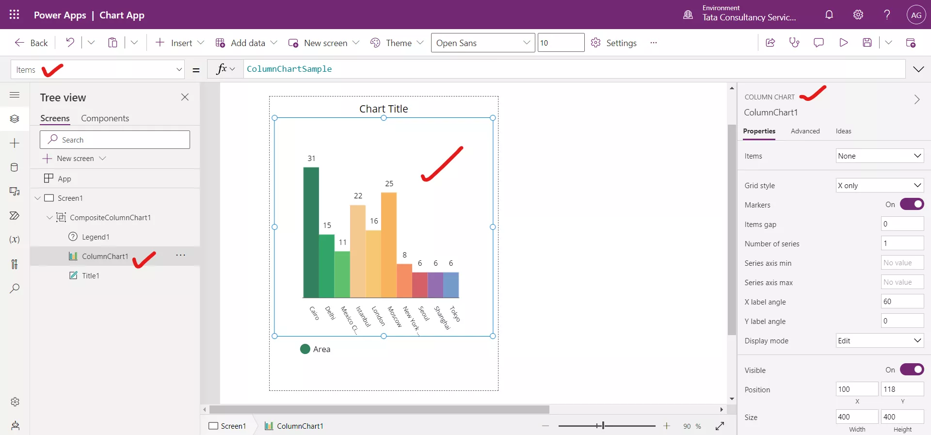 Column chart in Power Apps