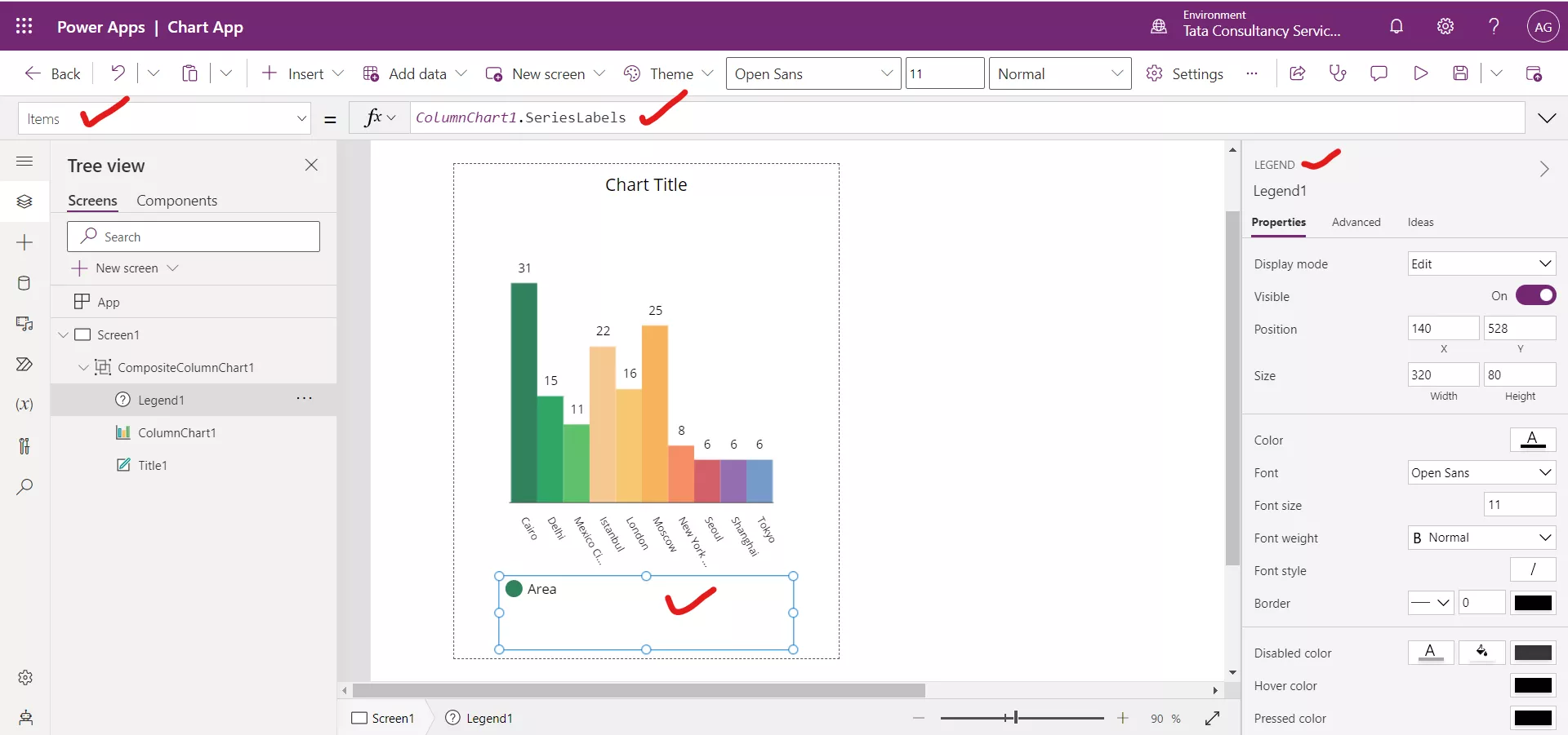 Column chart in Power Apps