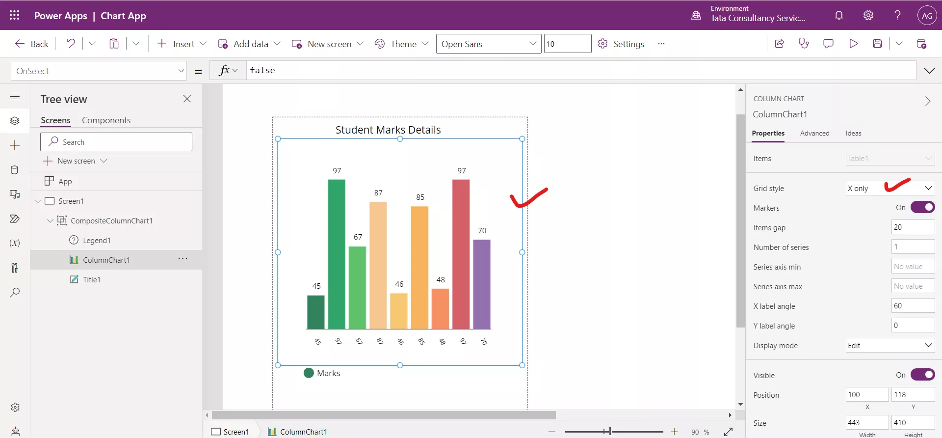 Column chart in Power Apps