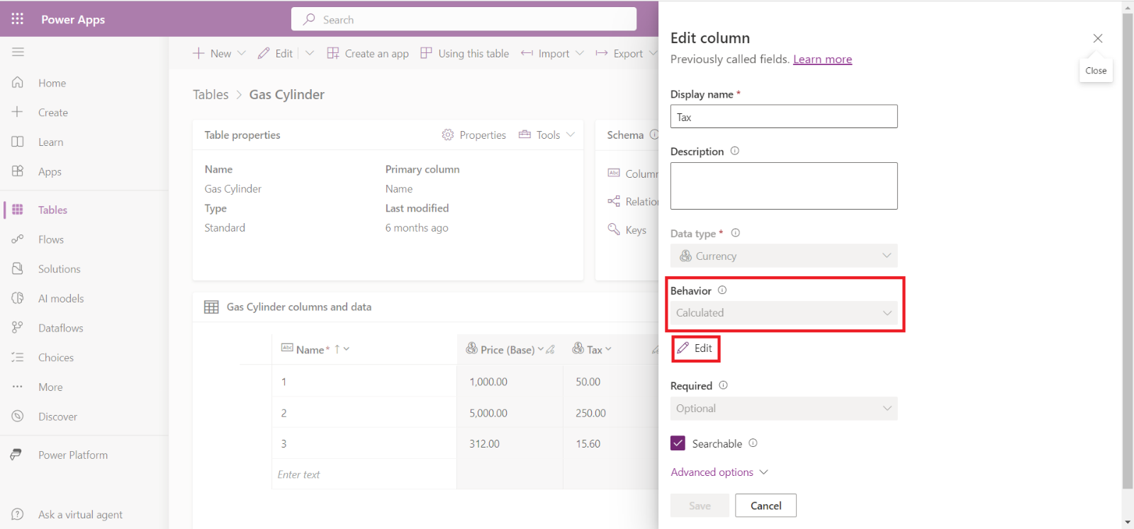 Create a Calculated column in Dataverse