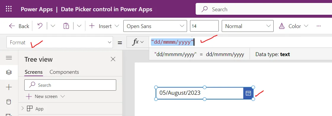 Date Picker control in Power Apps