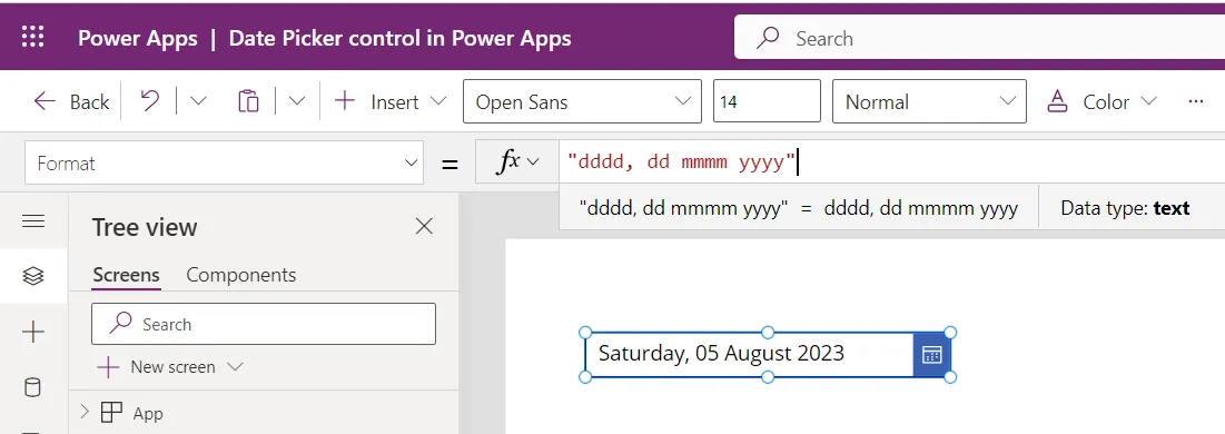 Date Picker control in Power Apps