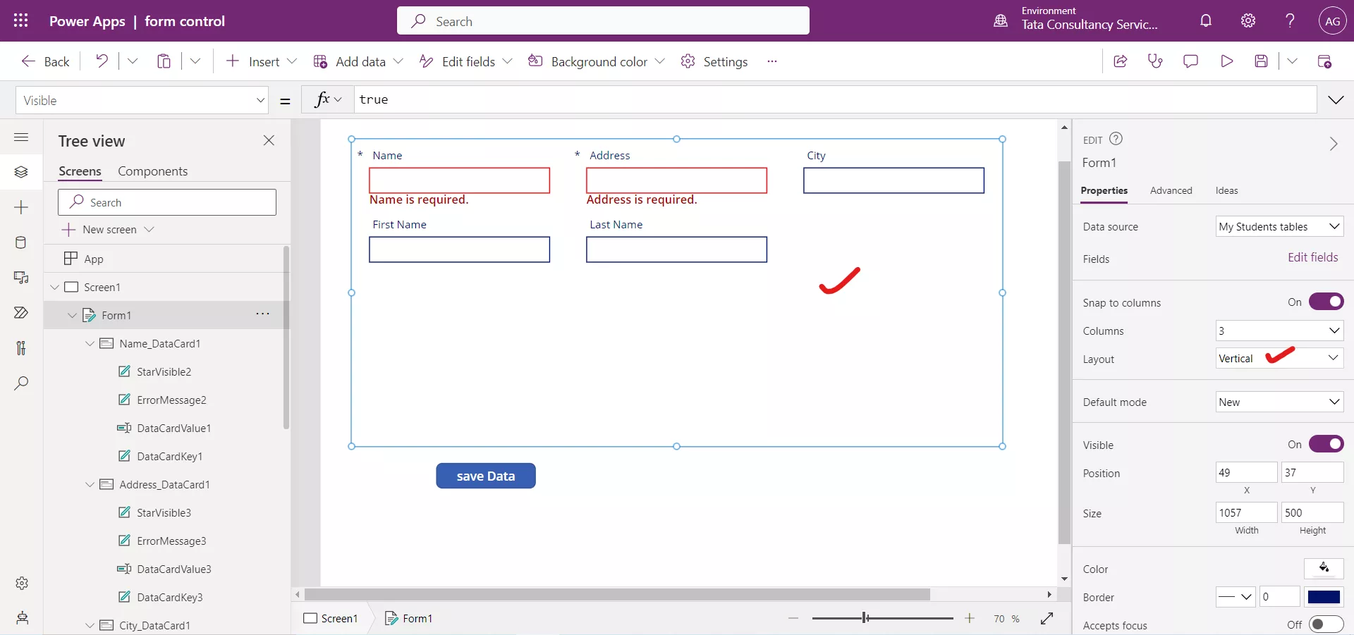 Designing the Form control in Canvas Power Apps