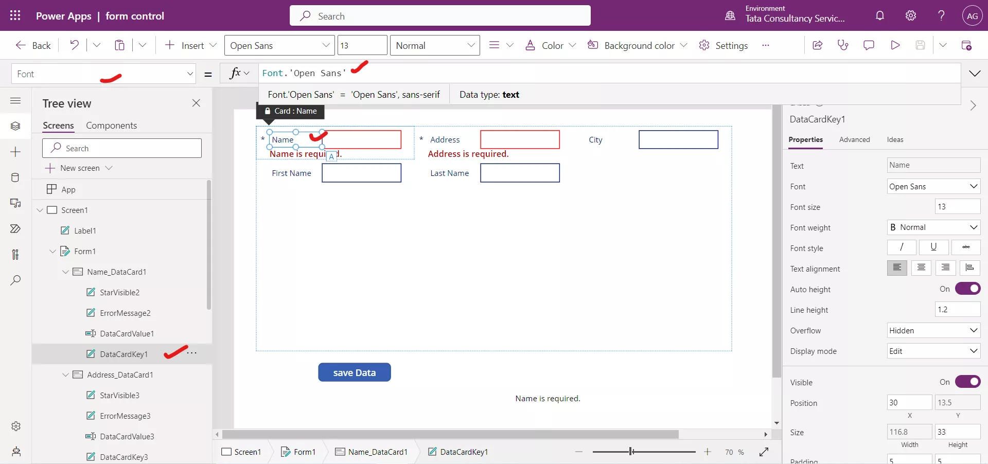 Designing the Form control in Canvas Power Apps