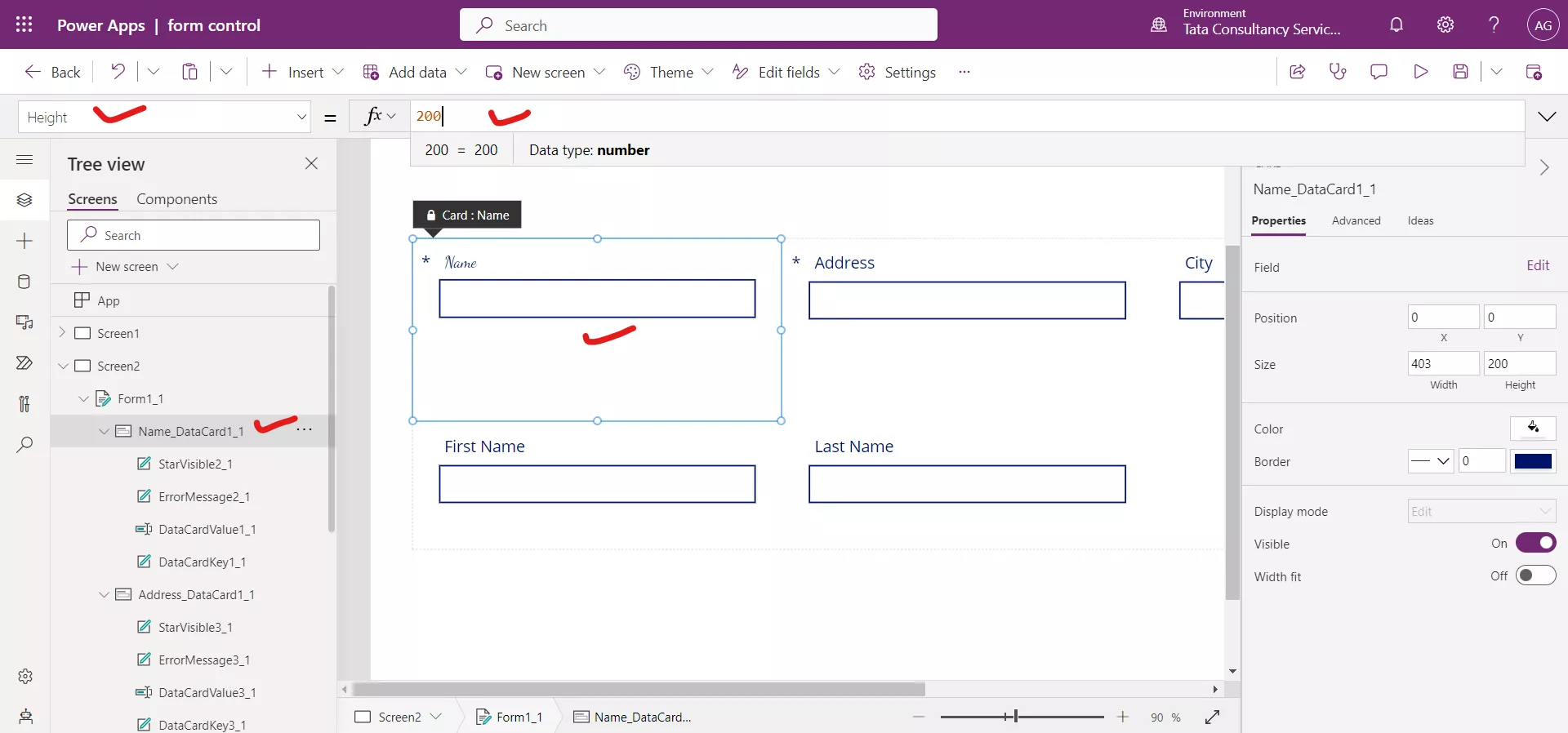 Designing the Form control in Canvas Power Apps