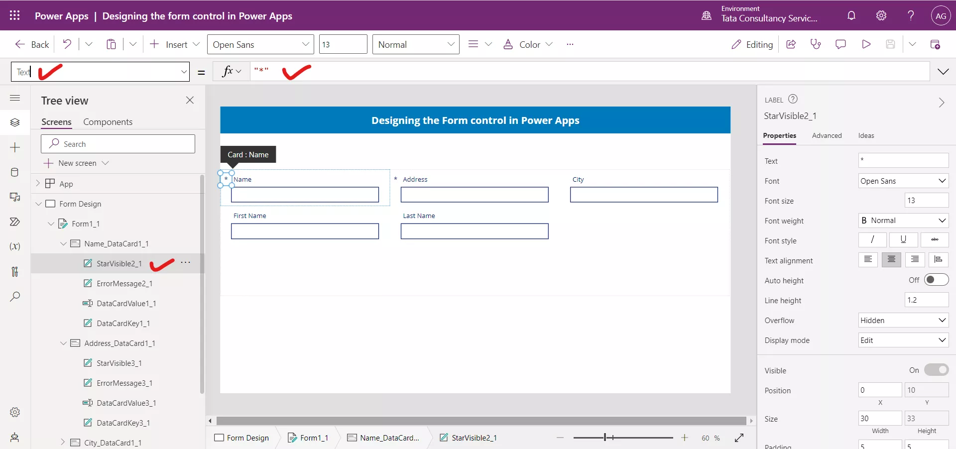 Designing the Form control in Canvas Power Apps