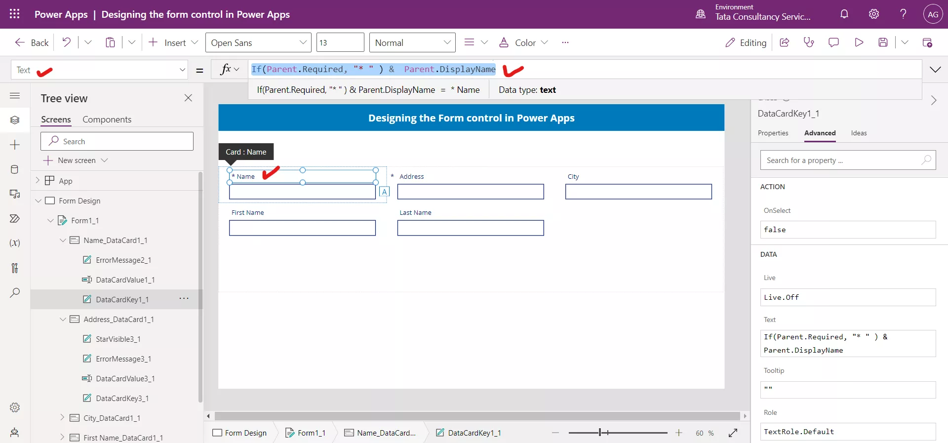 Designing the Form control in Canvas Power Apps