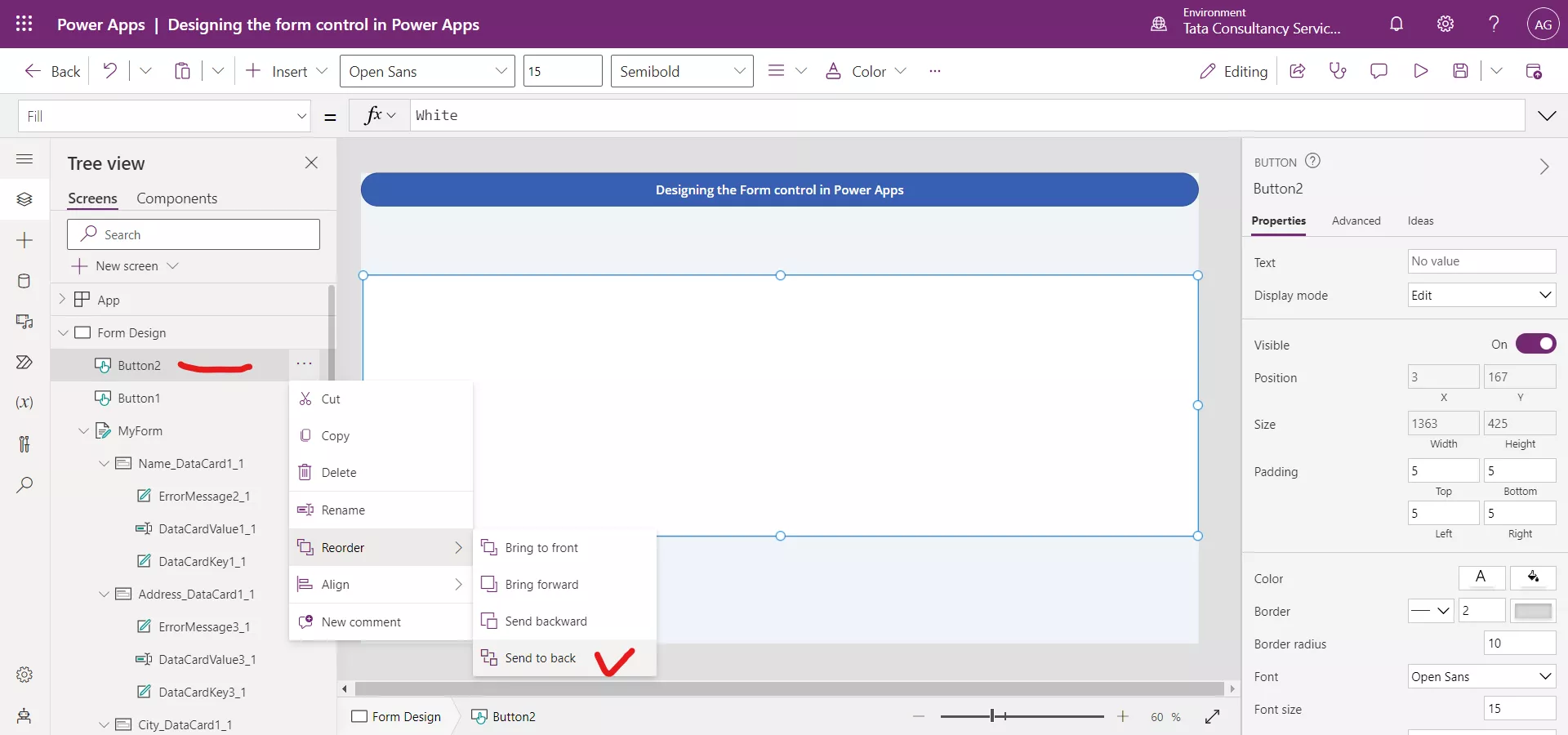 Designing the Form control in Canvas Power Apps