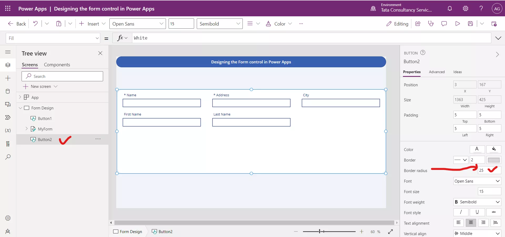 Designing the Form control in Canvas Power Apps