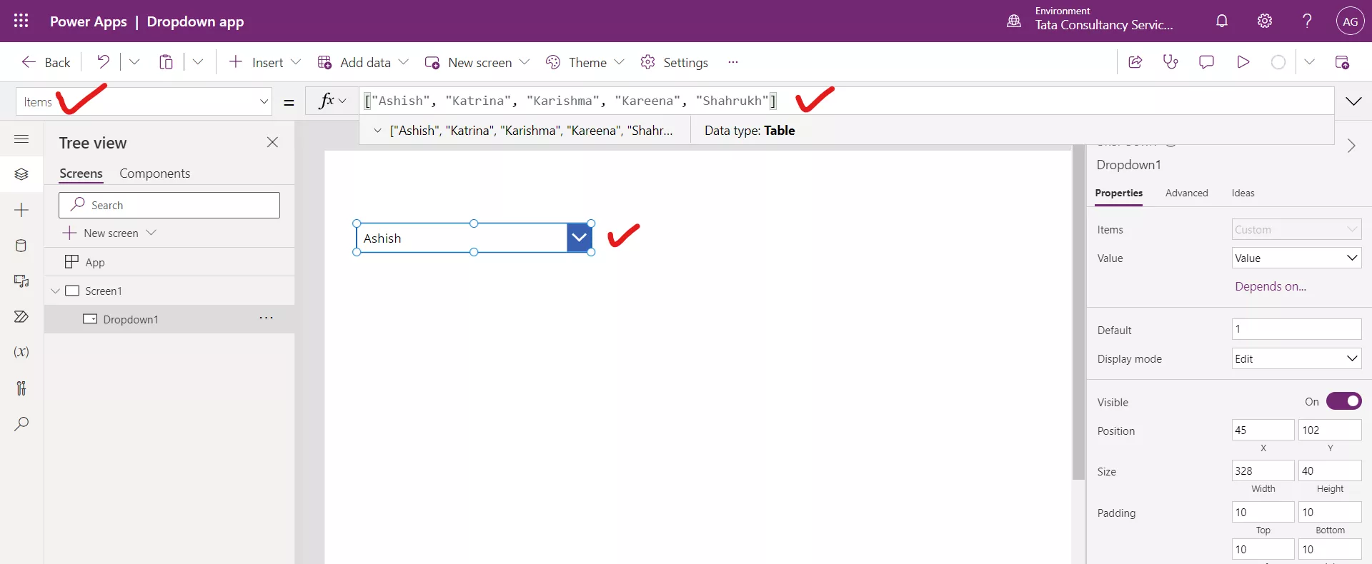 Dropdown Default Items Selected Value Filter Gallery Using Dropdown 